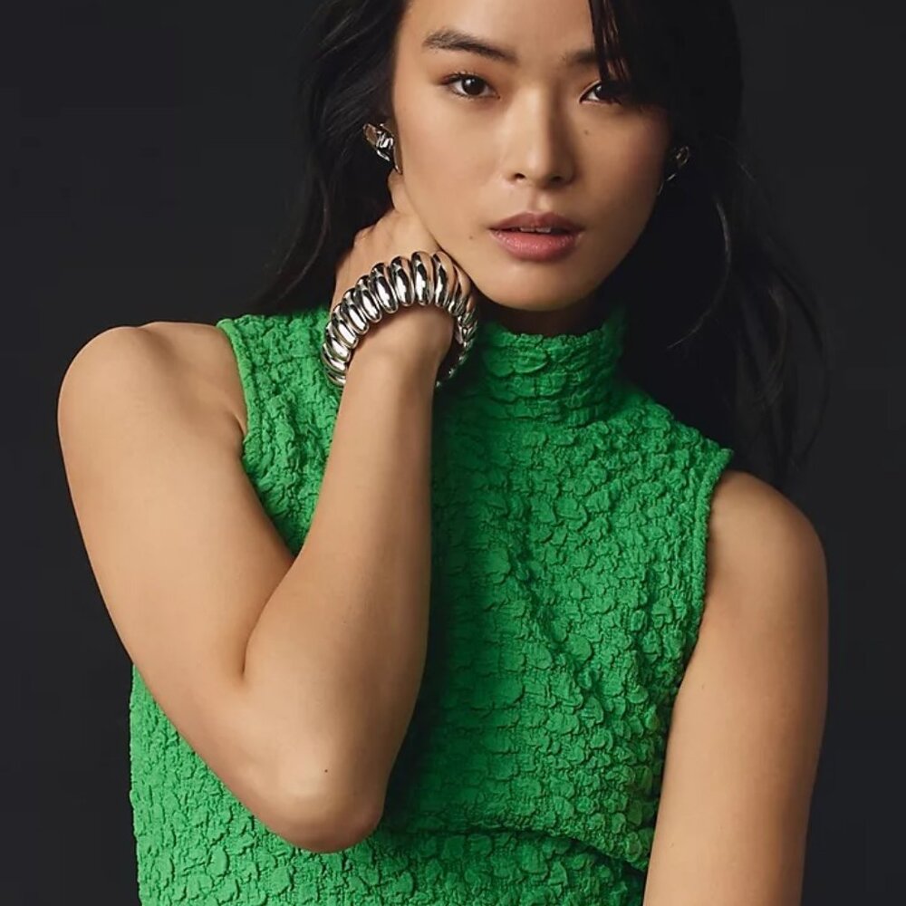 ANTHROPOLOGIE: NWOT Green Mock Neck Tank - Picture 3 of 6